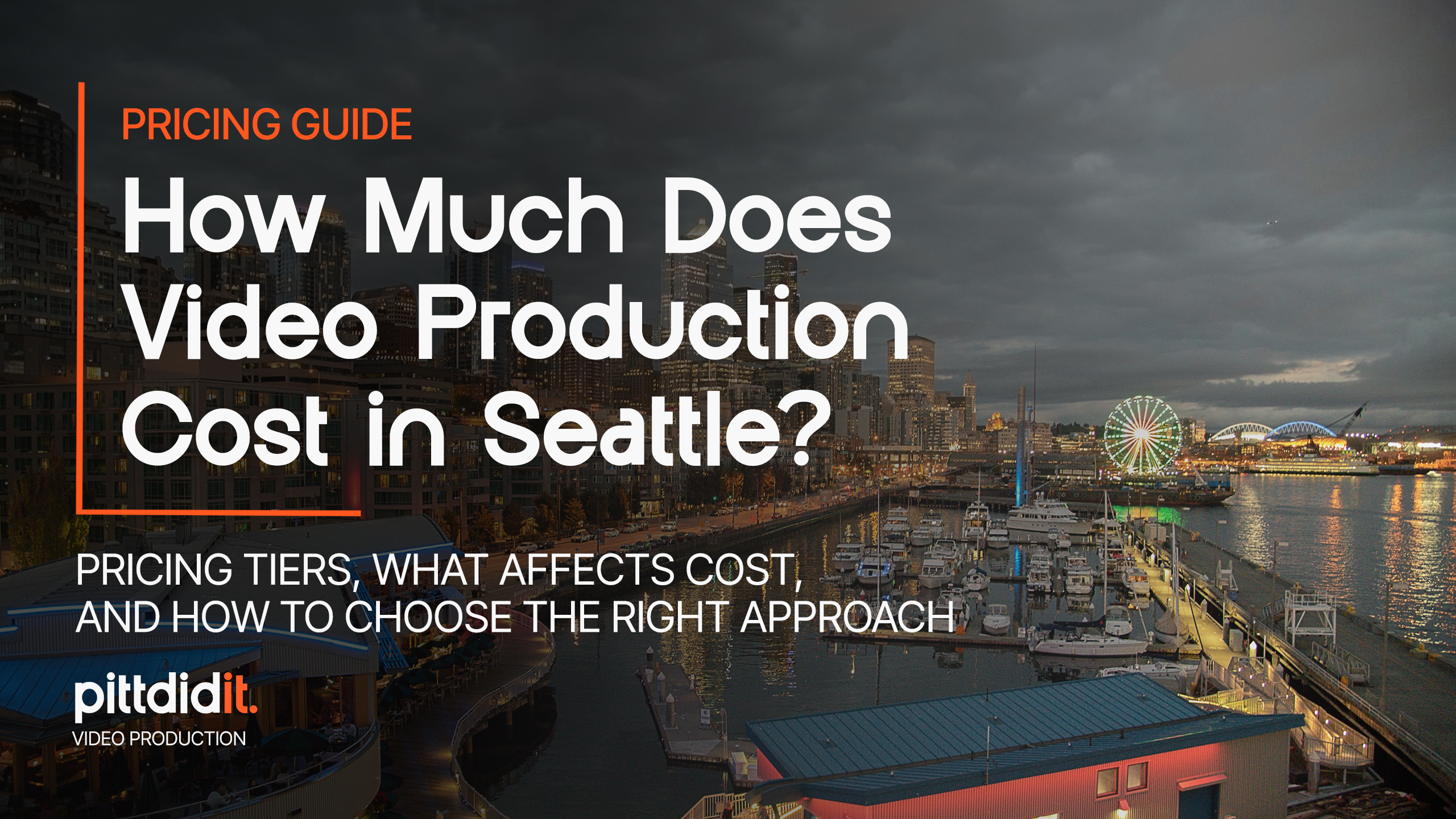 Seattle waterfront skyline at night for a video production cost guide